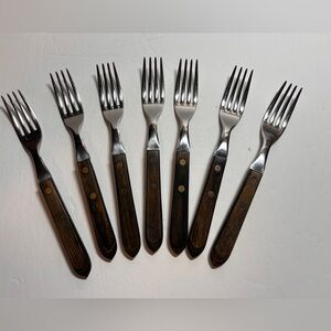 Tramontina Brazil 7 Dinner Forks Flatware with Wood Handles Made in Brazil